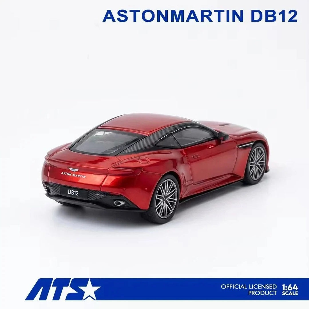 ATS Aston Martin DB12 Red 1:64 Scale Diecast Model Car with Display Case