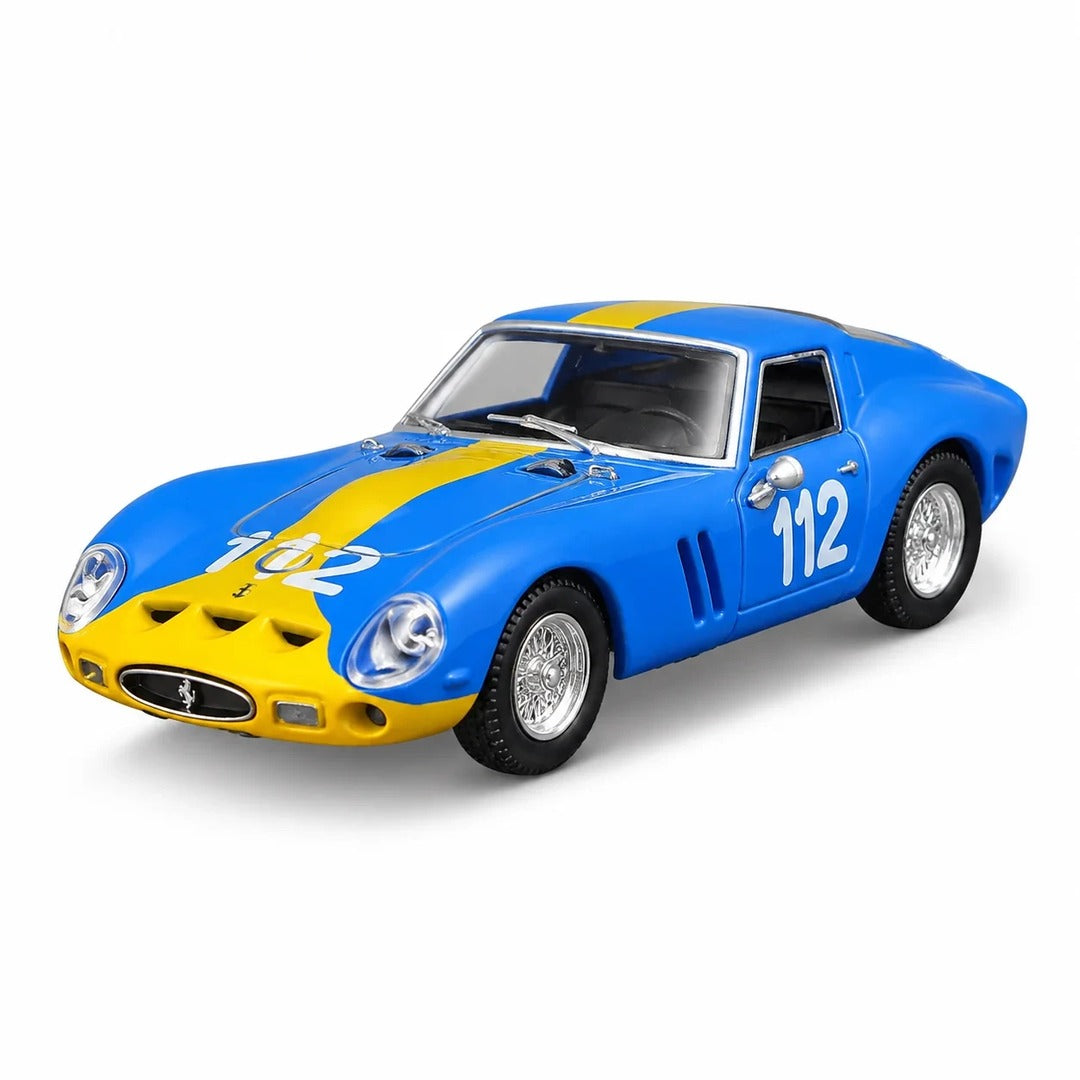 Bburago Ferrari 250 GTO Racing #112 1:64 diecast model car front angle on white background