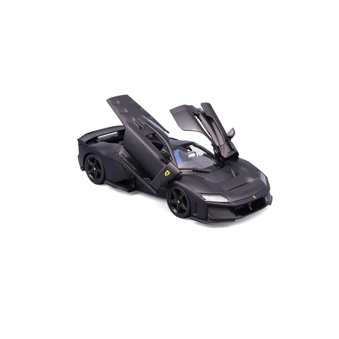 Bburago Ferrari F80 Matte Black 1:24 Diecast Model Car - Opening Doors Front Angle