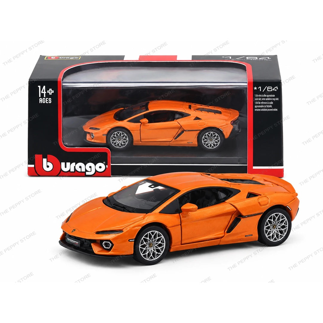 Bburago Lamborghini Temerario 1:64 Diecast Model Car - Orange with Packaging Box