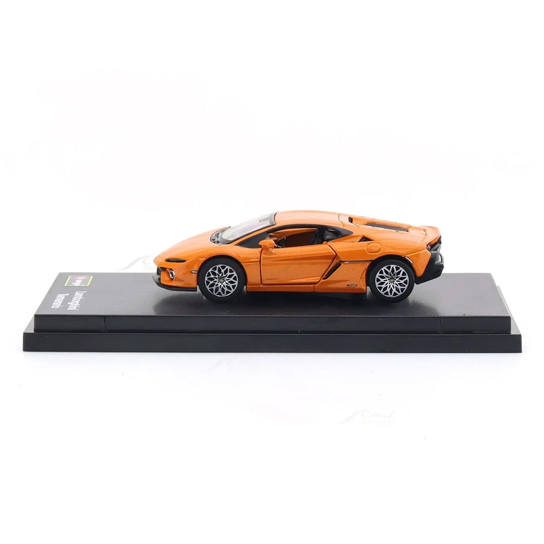 Bburago Lamborghini Temerario 1:64 Diecast Model Car - Side Profile with Display Stand