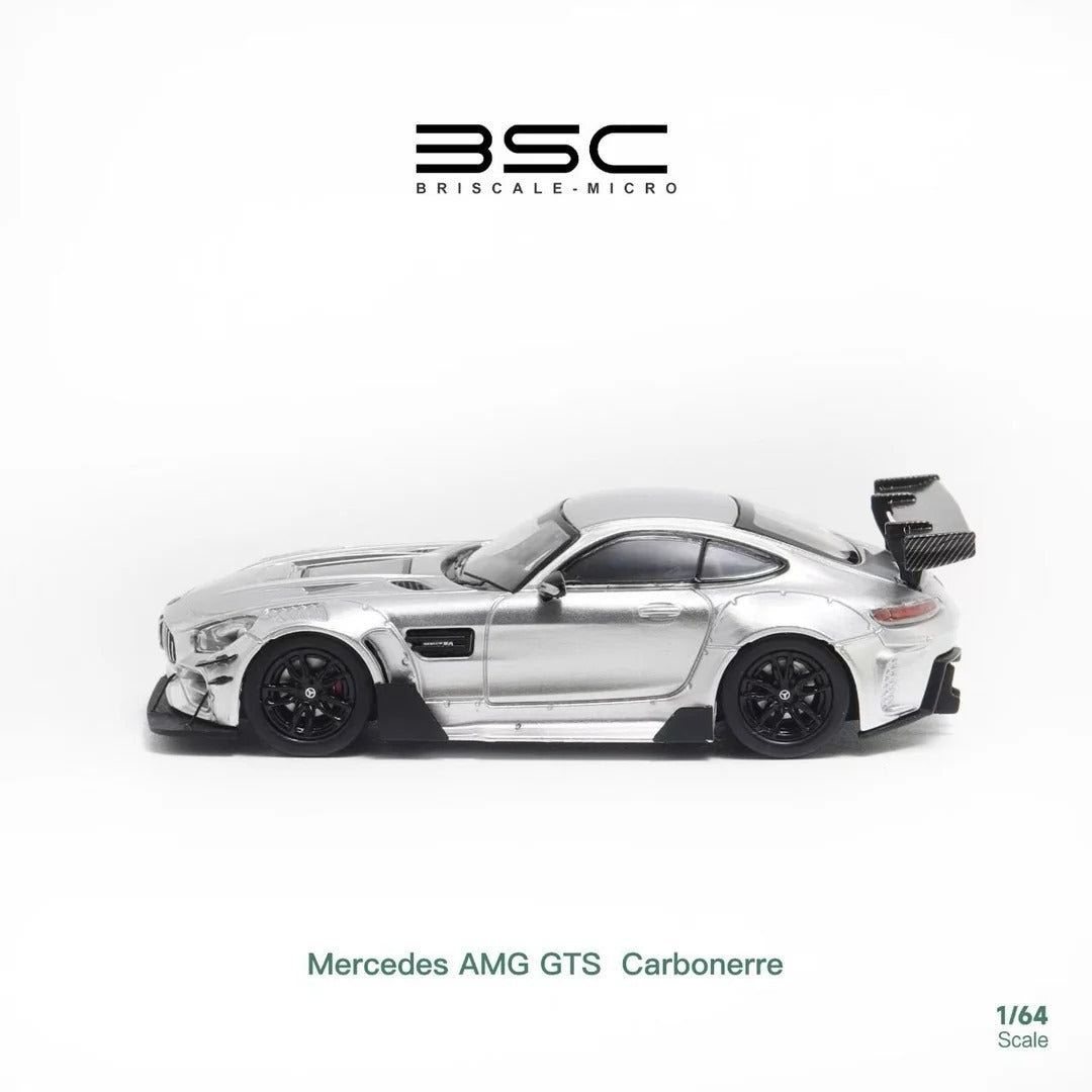 BSC Briscale-Micro Mercedes-AMG GTS Carbonerre Silver Chrome side profile view