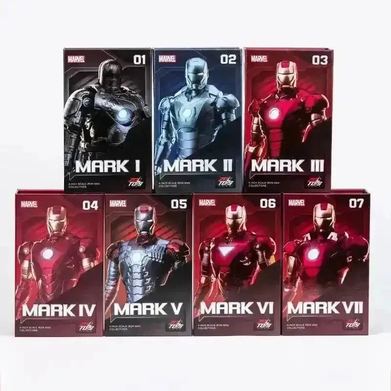 Marvel Studios : The Infinity Saga 4 Inch Scale Iron Man Collection Figures Set of 7 by ZD Toys