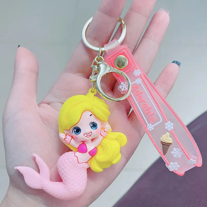 Adorable 3D Silicon Keychain With Bagcharm and Strap (Select from Dropdown)
