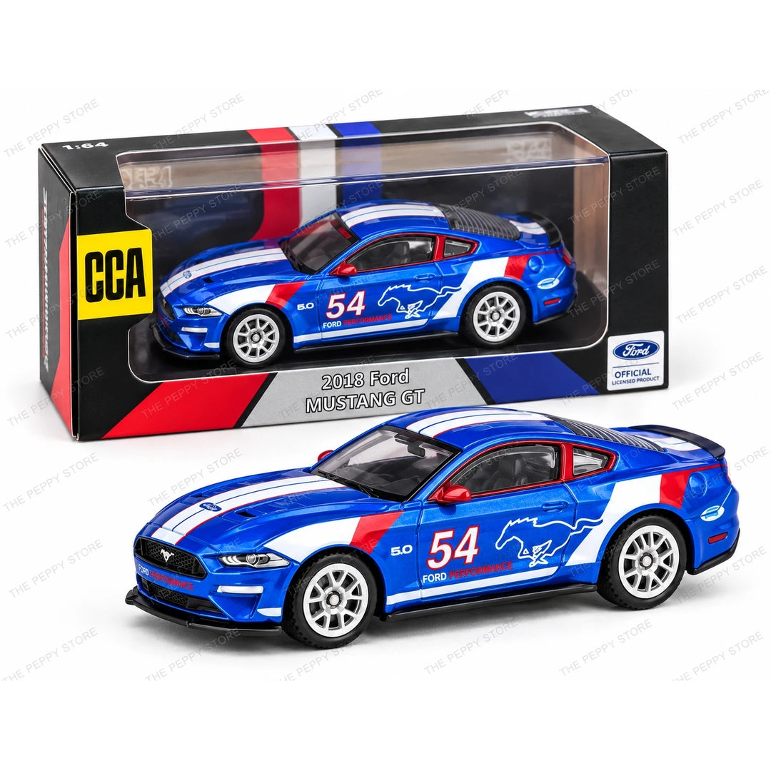 CCA 2018 Ford Mustang GT 1:64 Scale Diecast Model Car 011 - Blue, Red & White Racing Livery