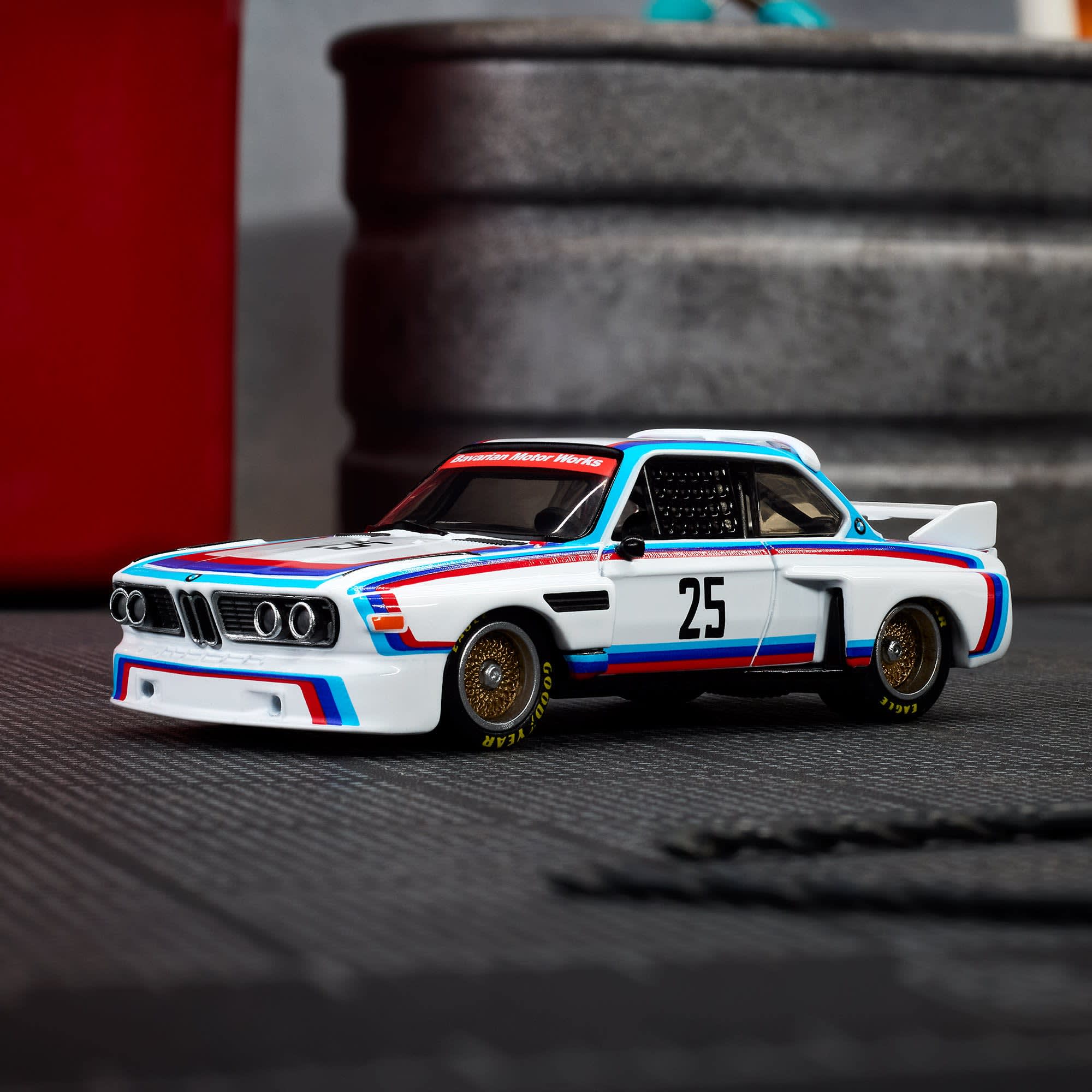Hot Wheels Scale 1:64 Imported Elite 64 1975 BMW 3.0 CSL Race Vehicle Exclusive Collection