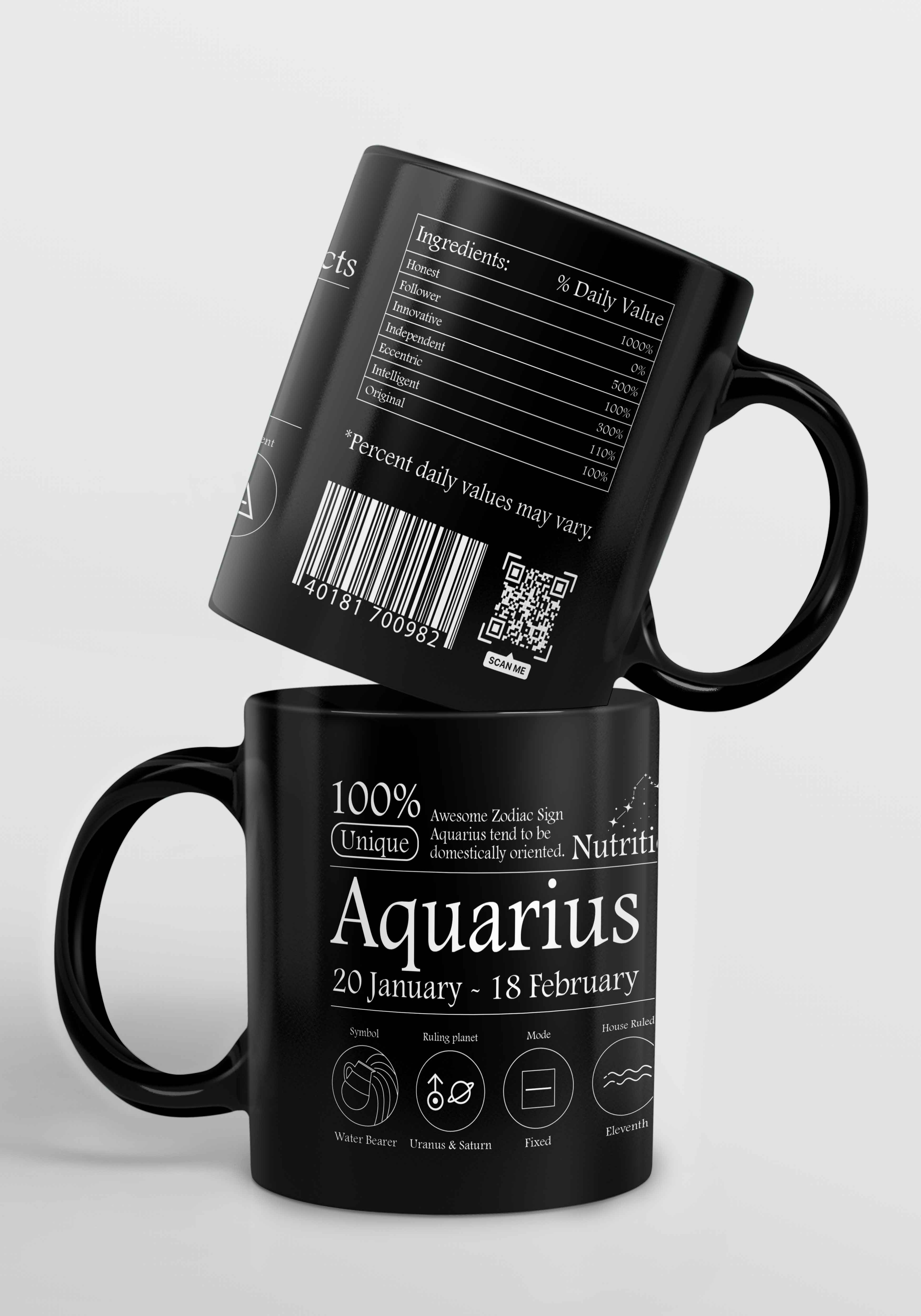 Aquarius Nutrition Facts - Ceramic Black Coffee Mug