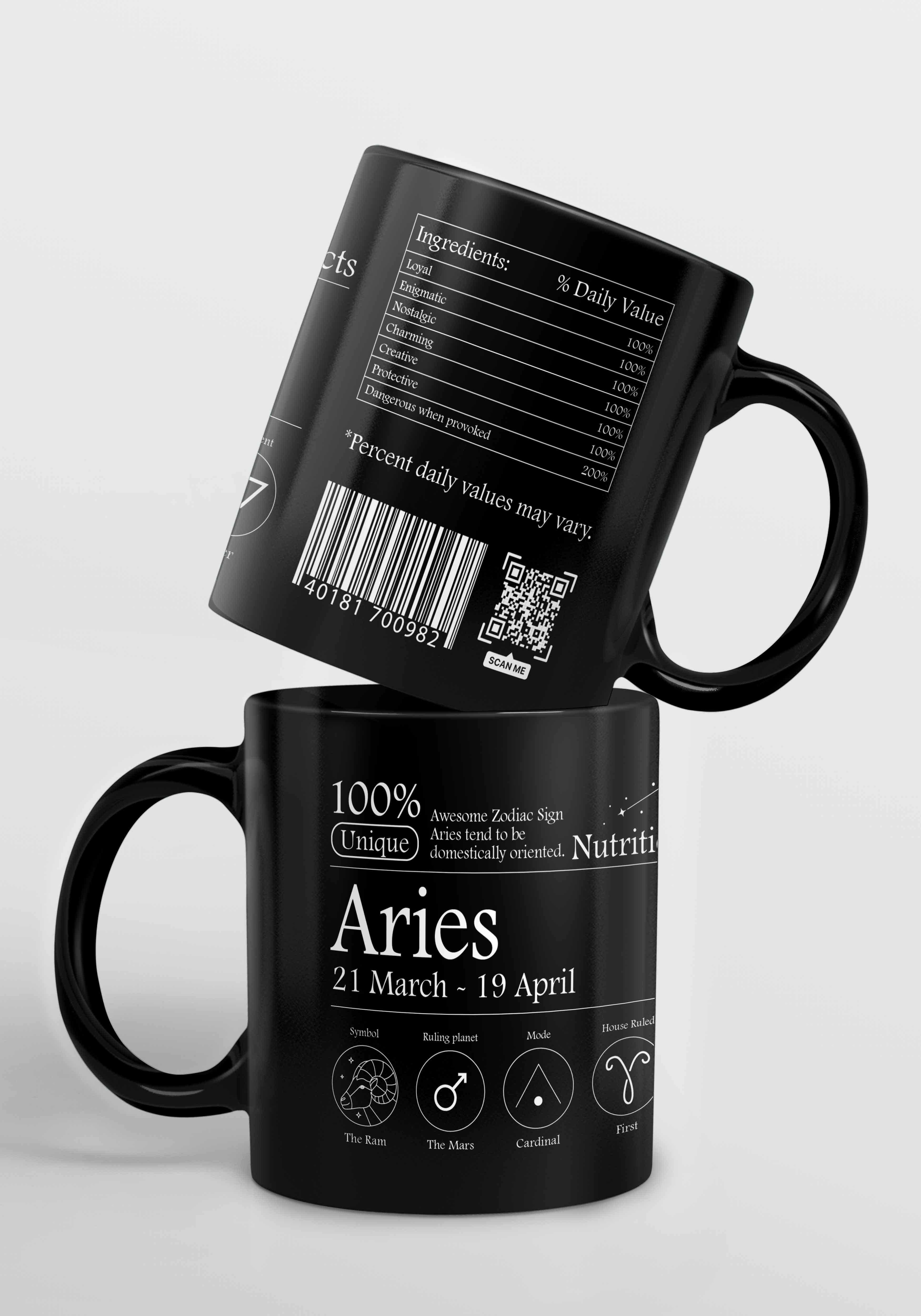 Aries Nutrition Facts - Ceramic Black Coffee Mug