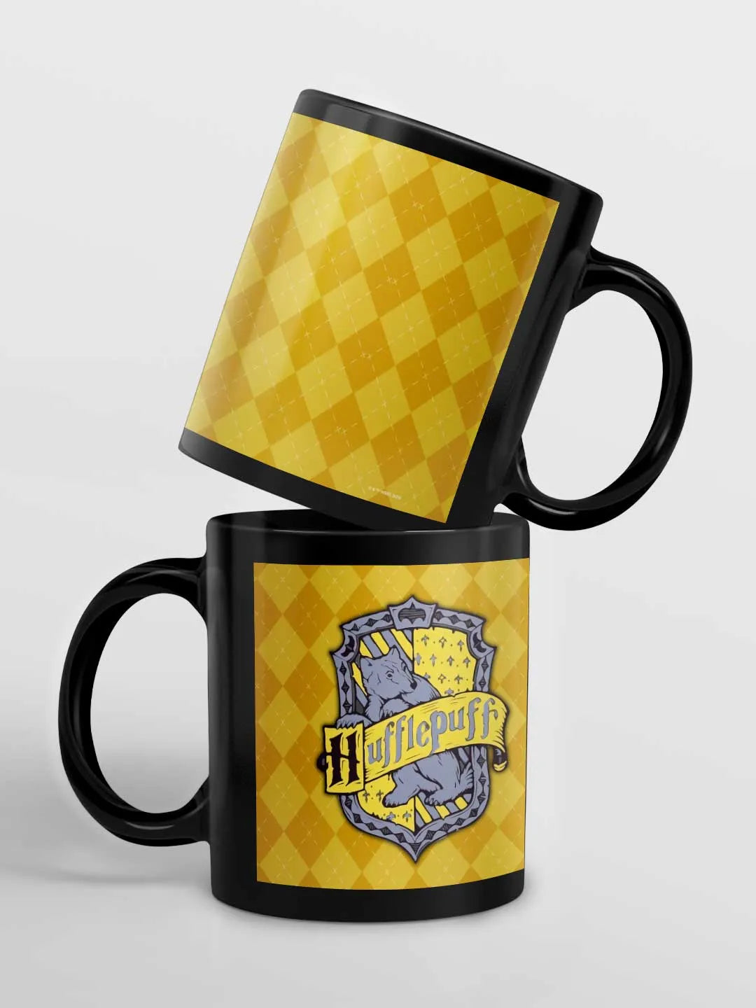 Harry Potter Crest Hufflepuff Ceramic 3D Black Coffee Mug - 325 Ml