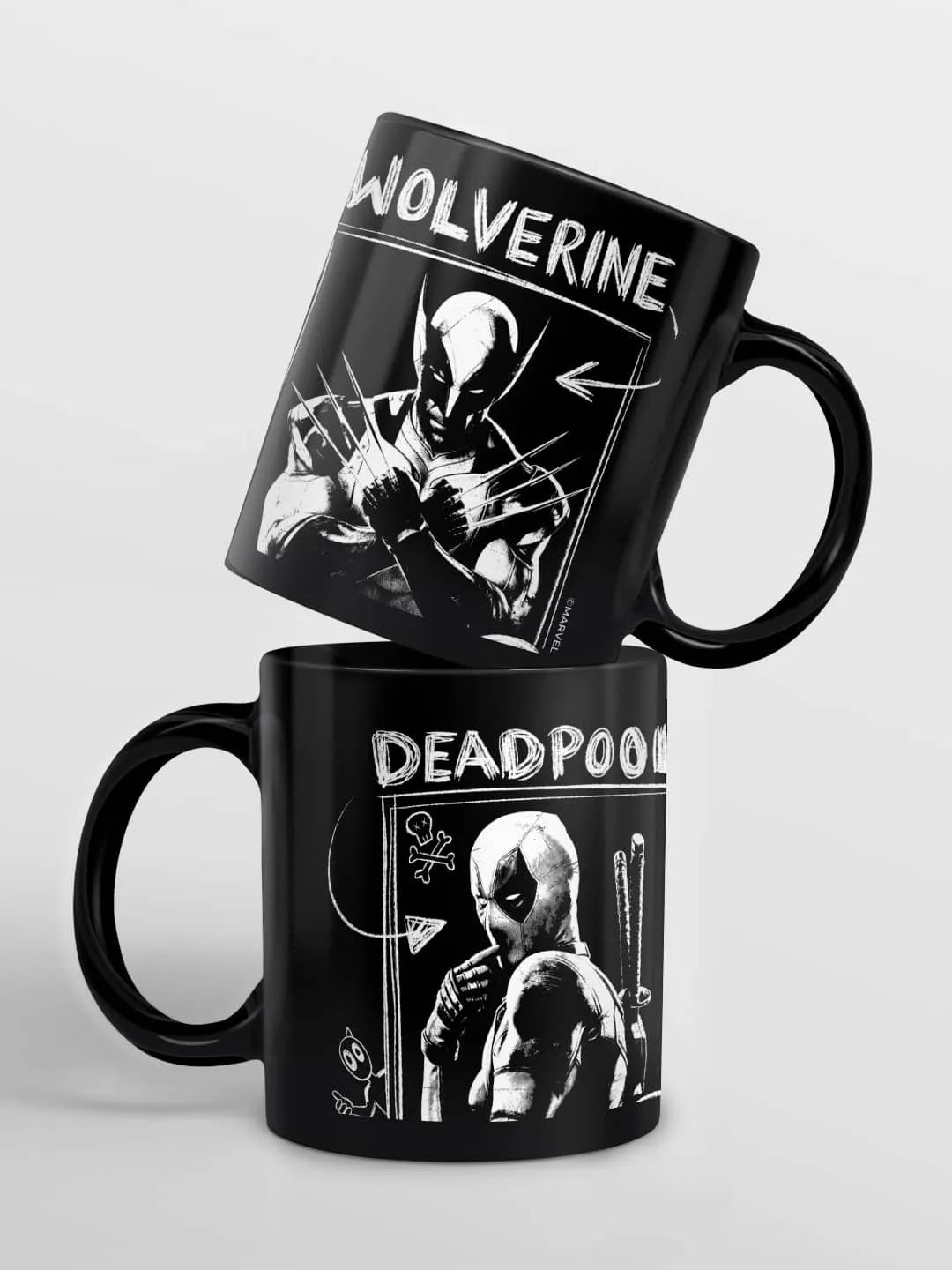 Deadpool Wolverine Holy Effort 3D Black Ceramic Coffee Mug