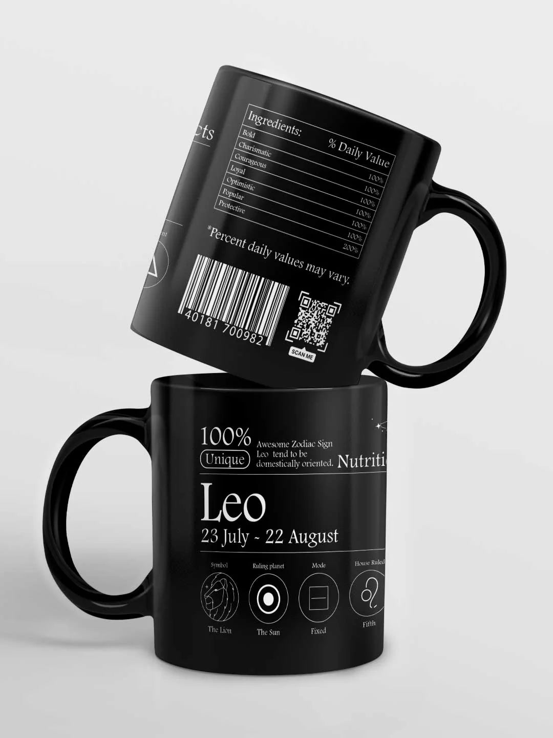 Leo Nutrition Facts - Ceramic Black Coffee Mug