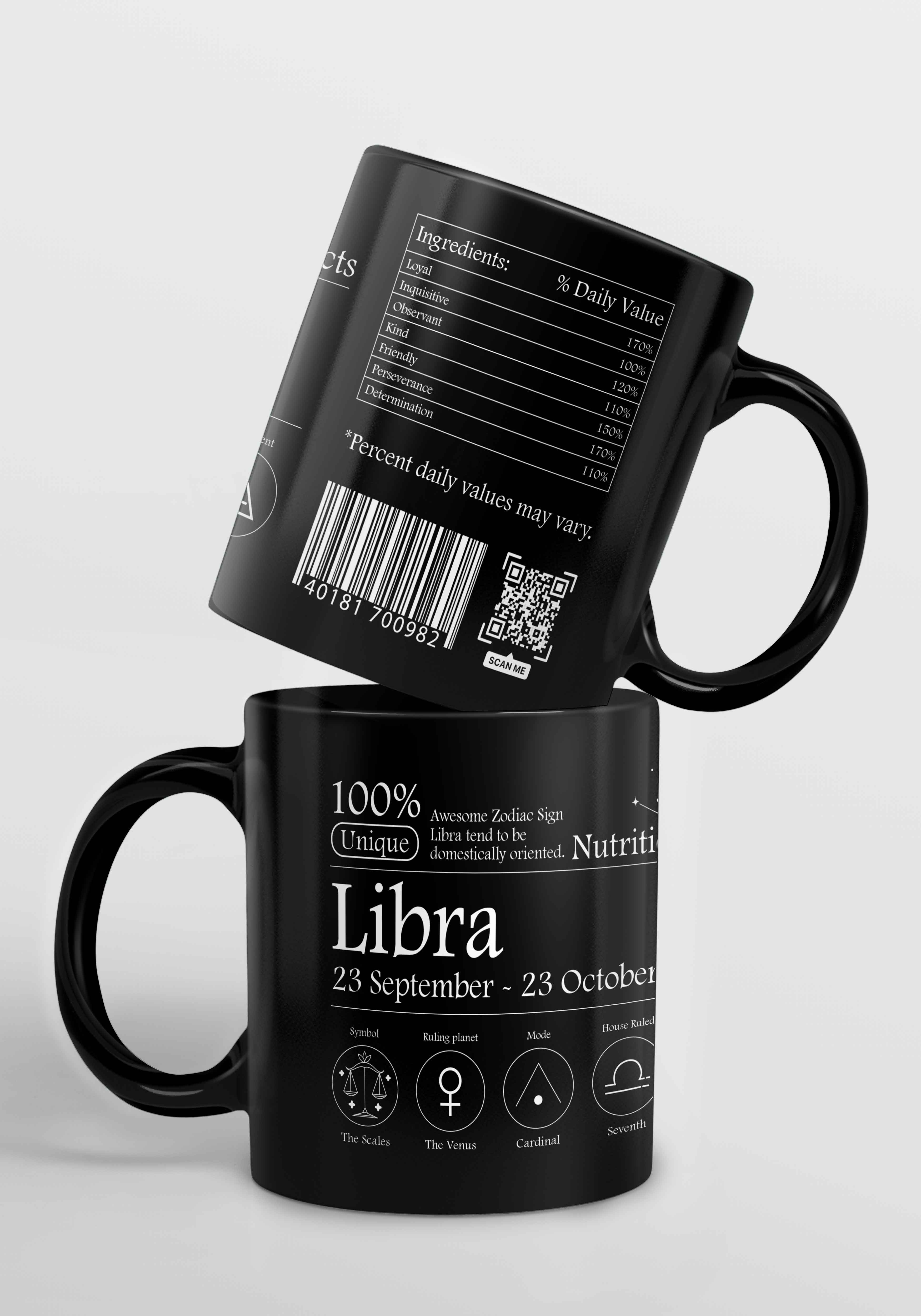 Libra Nutrition Facts - Ceramic Black Coffee Mug