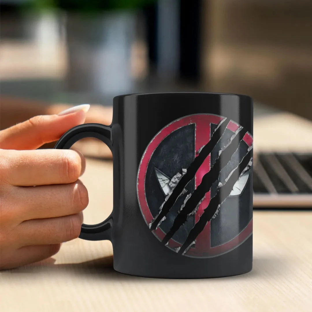 Deadpool Crest 3D Black Ceramic Coffee Mug