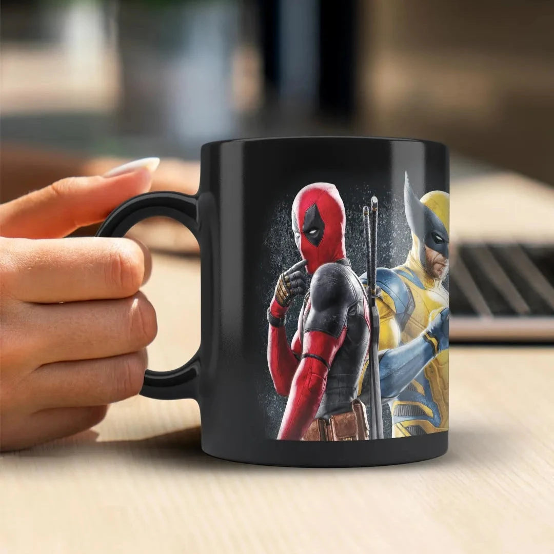 Deadpool Wolverine 3D Black Ceramic Coffee Mug