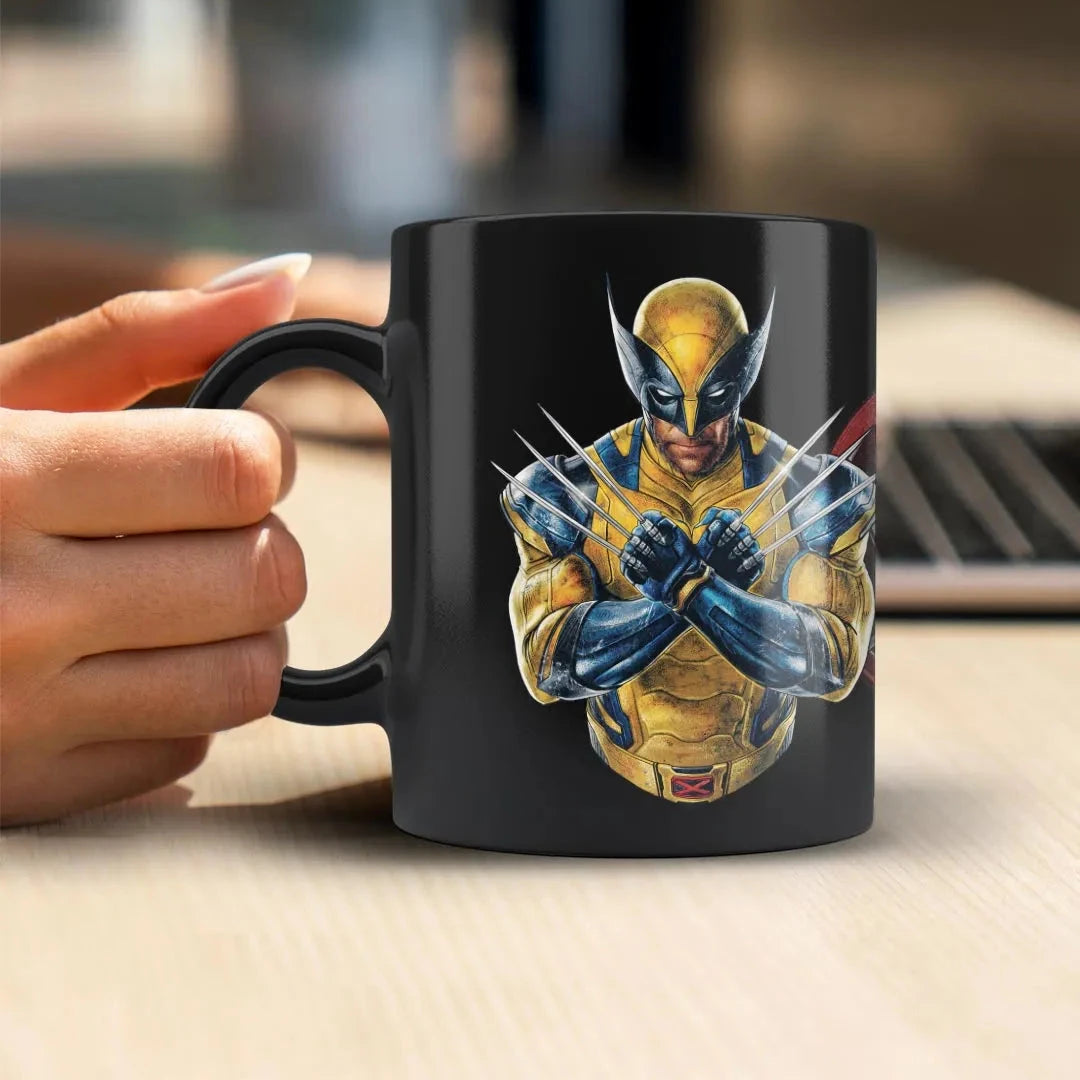 Deadpool Wolverine 3D Black Ceramic Coffee Mug