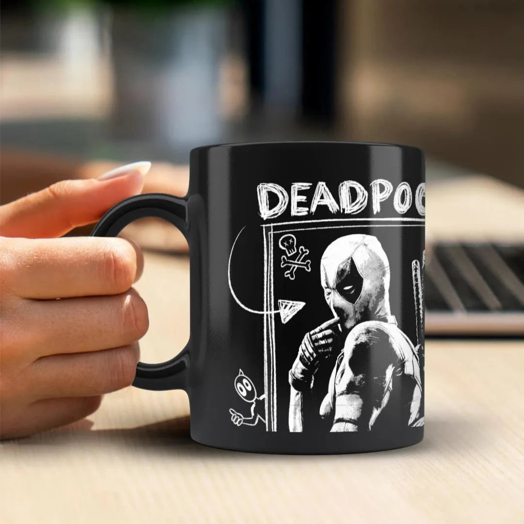 Deadpool Wolverine Holy Effort 3D Black Ceramic Coffee Mug