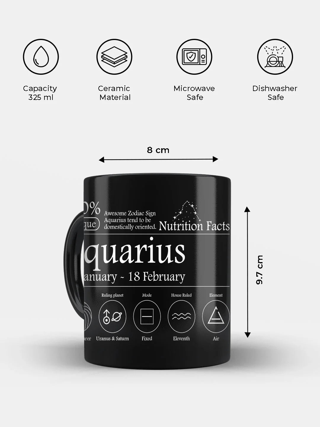 Aquarius Nutrition Facts - Ceramic Black Coffee Mug