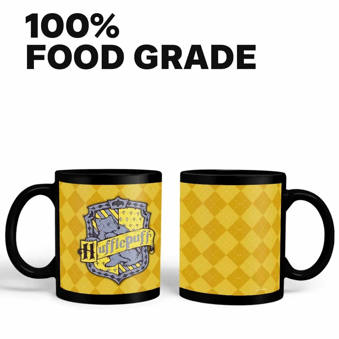 Harry Potter Crest Hufflepuff Ceramic 3D Black Coffee Mug - 325 Ml