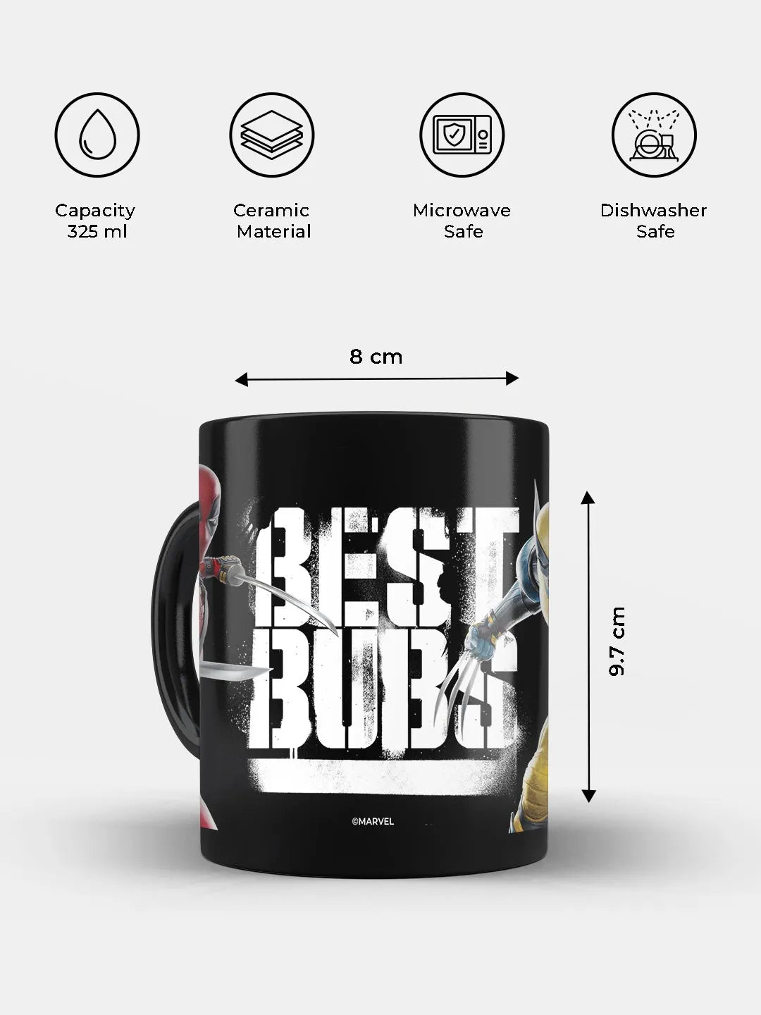 Deadpool Wolverine Best Bubs 3D Black Ceramic Coffee Mug