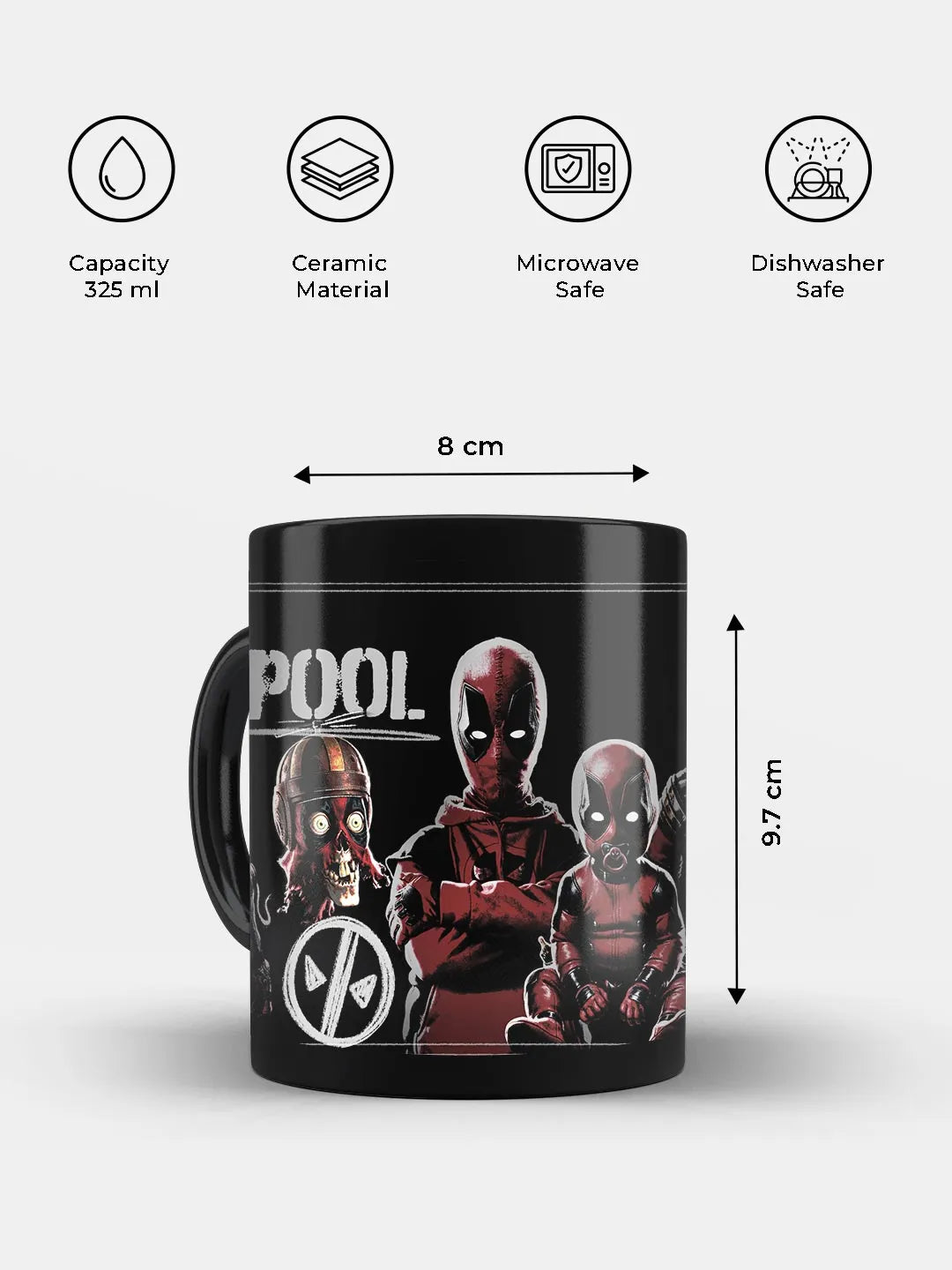 Deadpool Family 3D Black Ceramic Coffee Mug