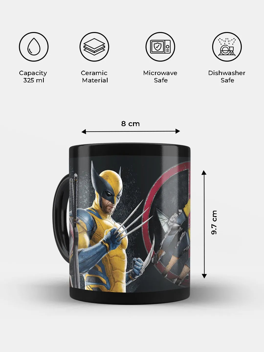 Deadpool Wolverine 3D Black Ceramic Coffee Mug