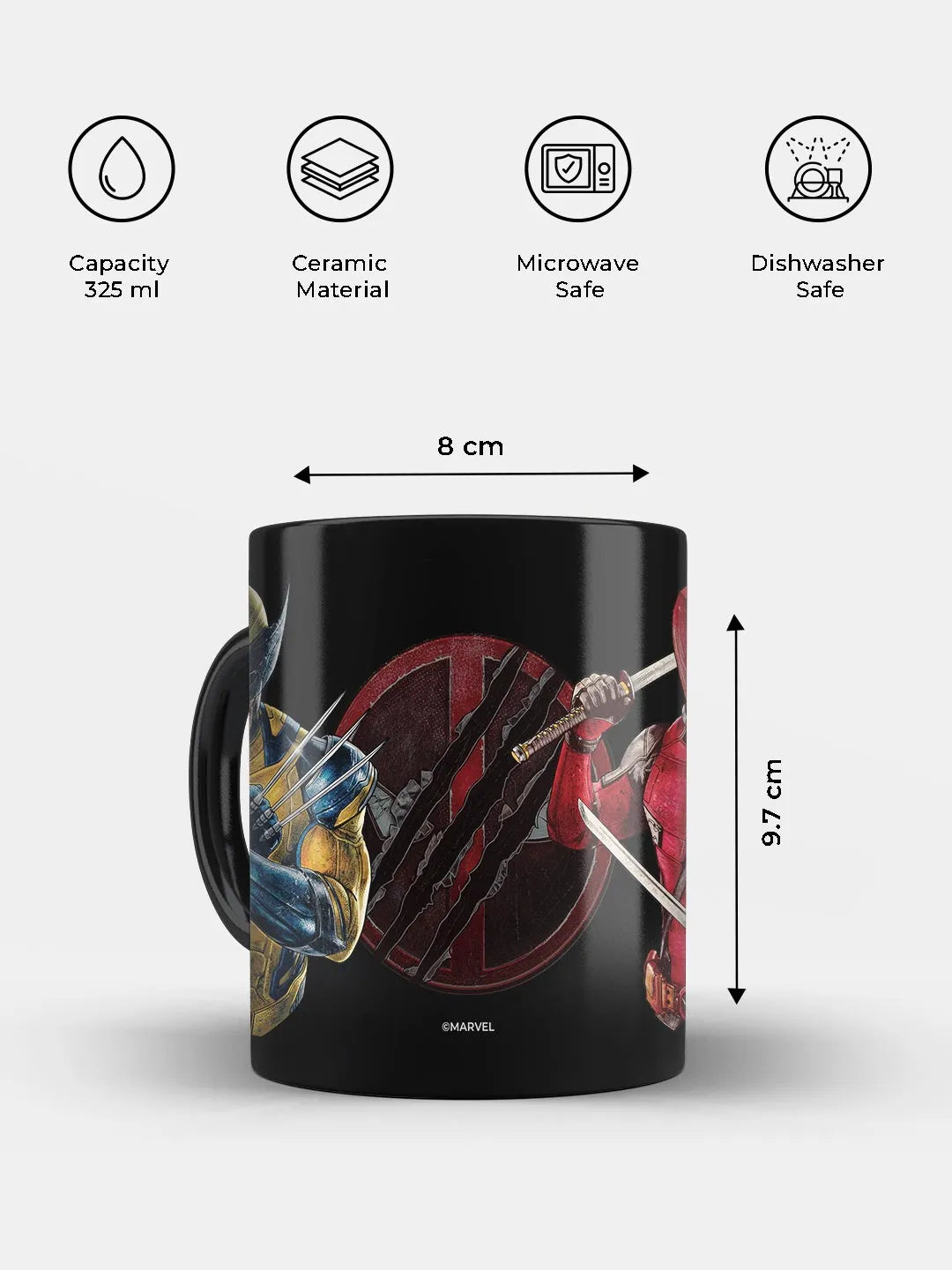 Deadpool Wolverine 3D Black Ceramic Coffee Mug