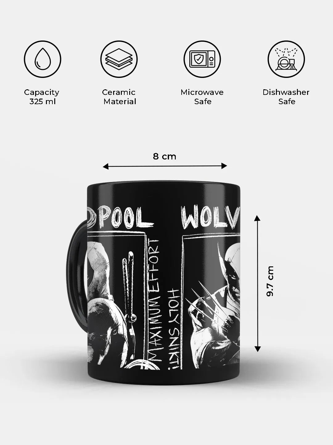 Deadpool Wolverine Holy Effort 3D Black Ceramic Coffee Mug