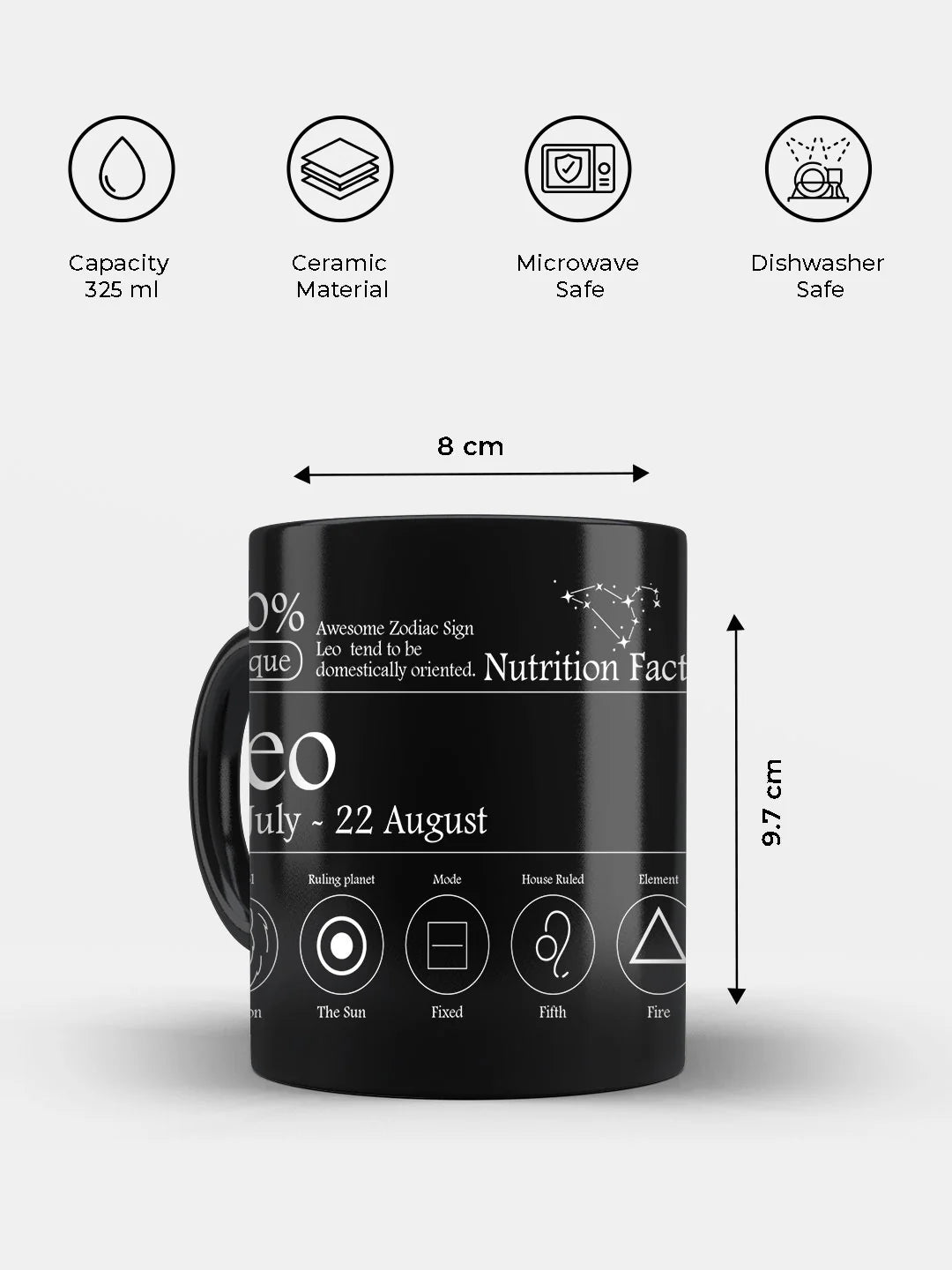 Leo Nutrition Facts - Ceramic Black Coffee Mug