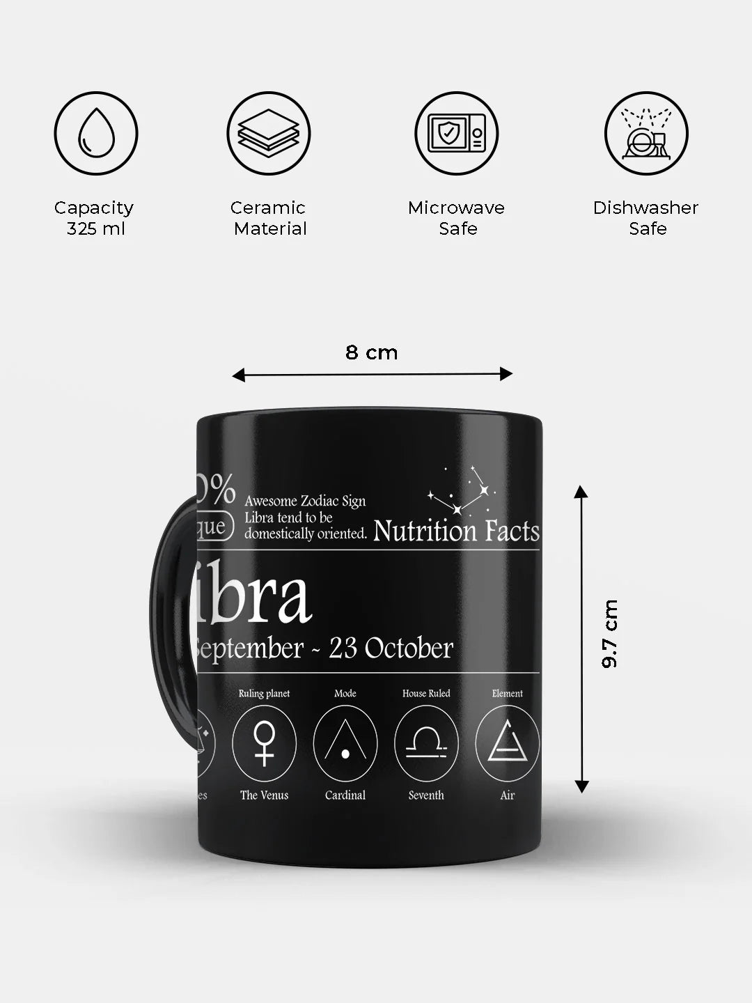 Libra Nutrition Facts - Ceramic Black Coffee Mug