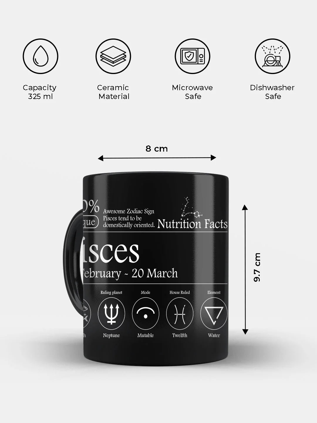 Pisces Nutrition Facts - Ceramic Black Coffee Mug