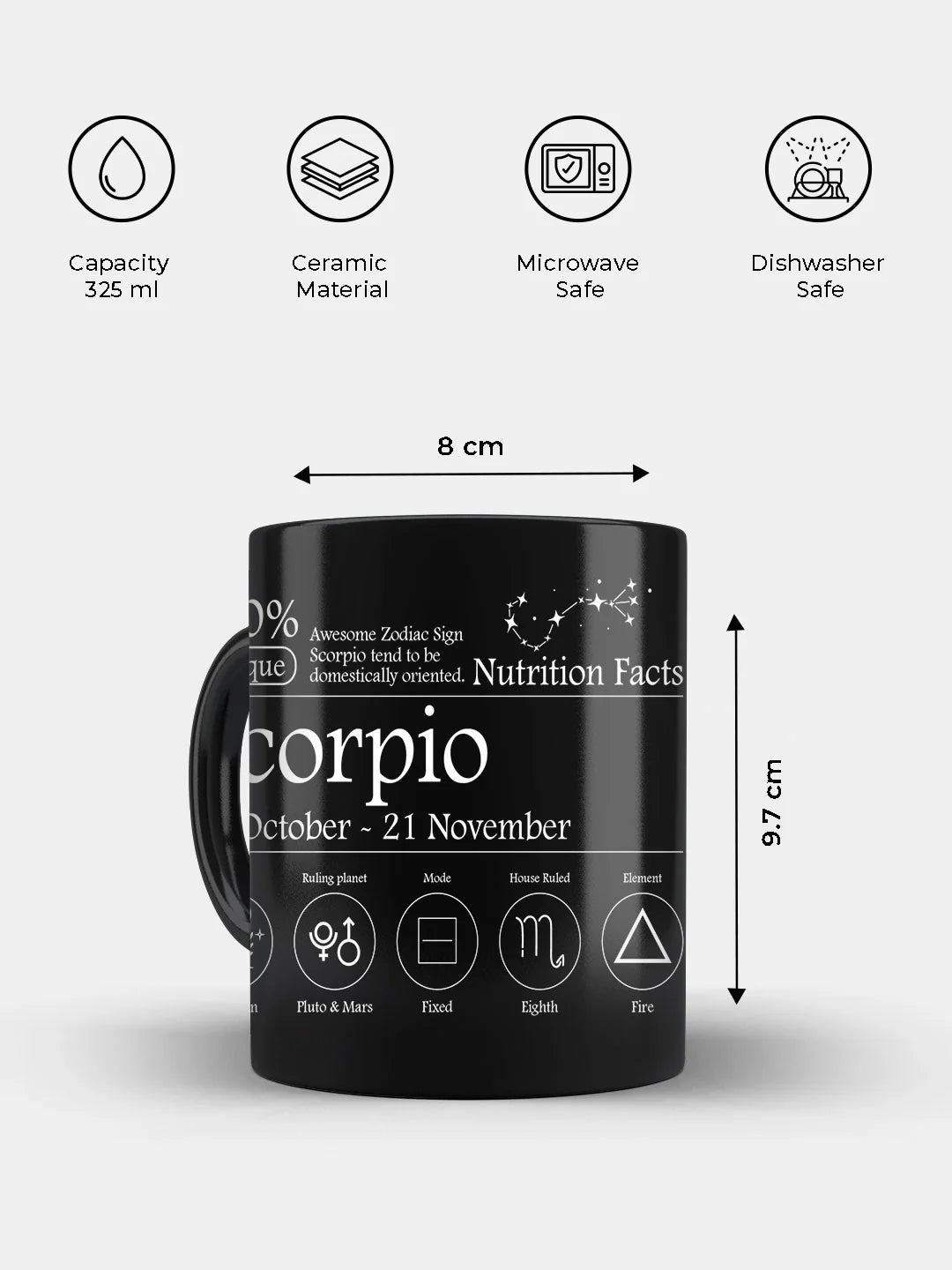 Scorpio Nutrition Facts - Ceramic Black Coffee Mug