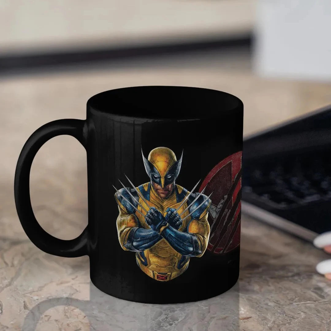 Deadpool Wolverine 3D Black Ceramic Coffee Mug