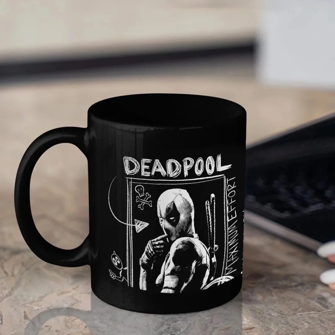 Deadpool Wolverine Holy Effort 3D Black Ceramic Coffee Mug