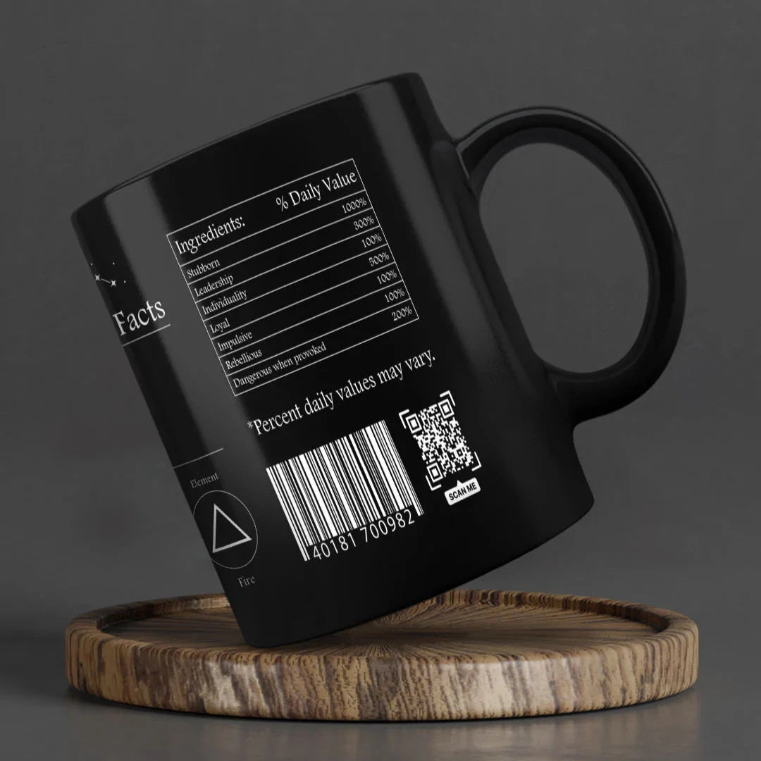 Aries Nutrition Facts - Ceramic Black Coffee Mug