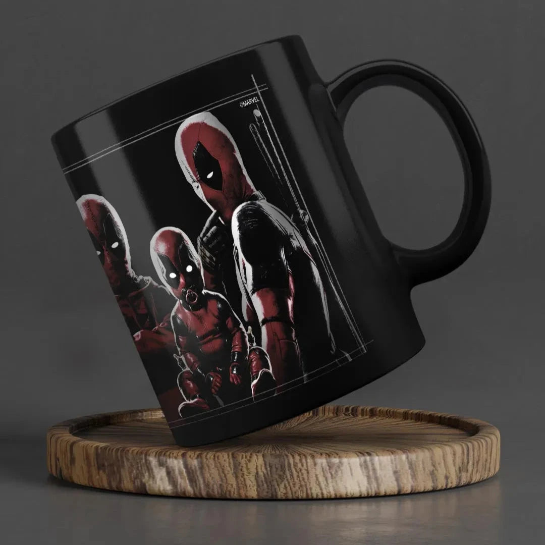 Deadpool Family 3D Black Ceramic Coffee Mug