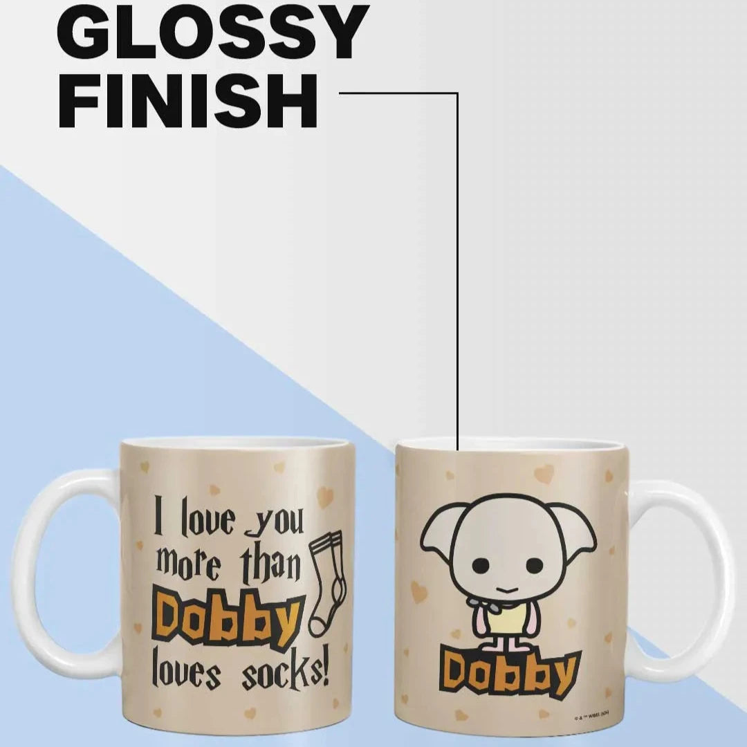 Harry Potter Dobby Loves Socks Ceramic 3D White Coffee Mug - 325 Ml