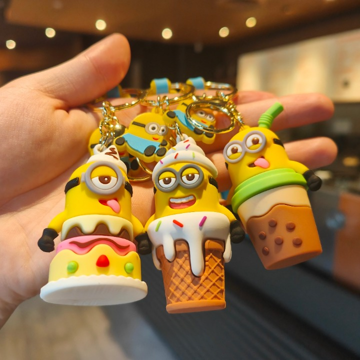 Minion Silicon Keychain with Bagcharm and Strap (Cosplay Desserts version) - Select from Drop Down Menu