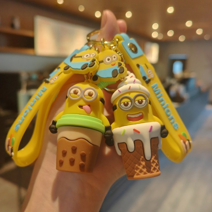 Minion Silicon Keychain with Bagcharm and Strap (Cosplay Desserts version) - Select from Drop Down Menu