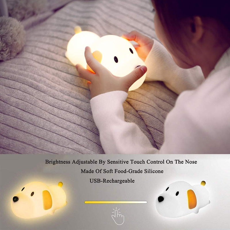 Cute Puppy 3D Silicon RGB Colour-Changing Chargeable Touch Lamp