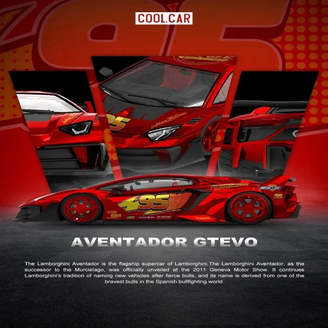 Cool Car Lightning McQueen Aventador GTEVO 1:64 Scale Simulated Alloy Diecast Model Car