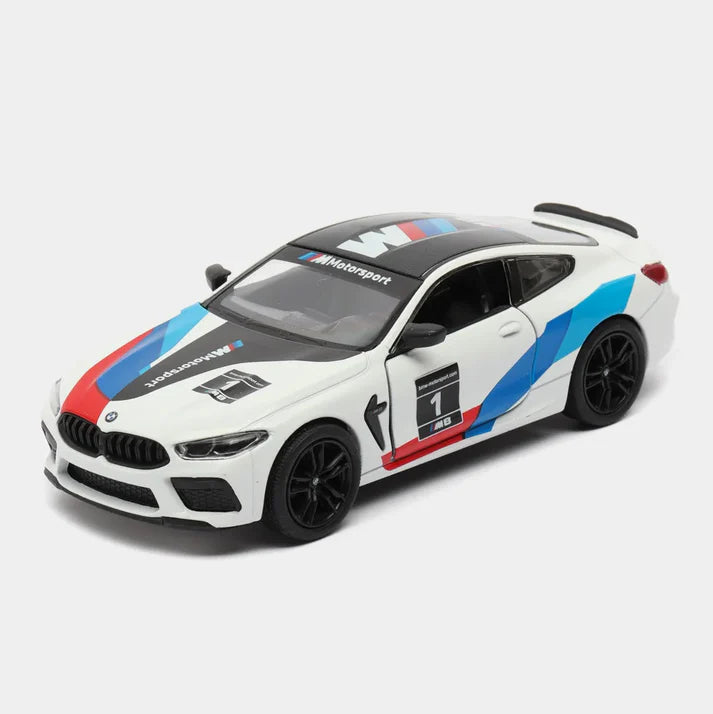 Kinsmart Metal Scale 1 : 38 Diecast Scale Model with Openable Doors and Pull Back Action - BMW M8 Competion Coupe Livery Edition