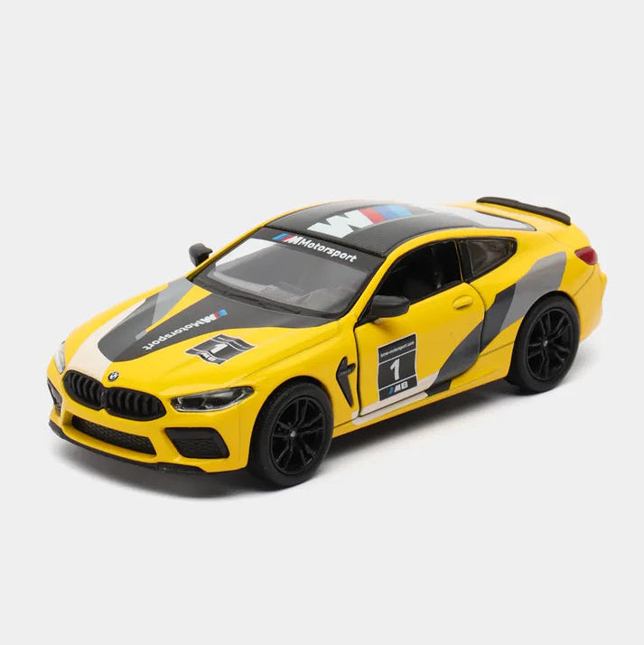 Kinsmart Metal Scale 1 : 38 Diecast Scale Model with Openable Doors and Pull Back Action - BMW M8 Competion Coupe Livery Edition