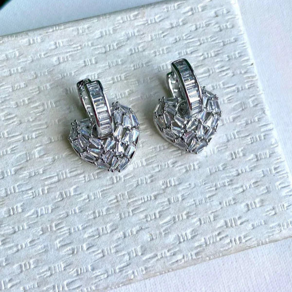 Baguette Heart Hoops