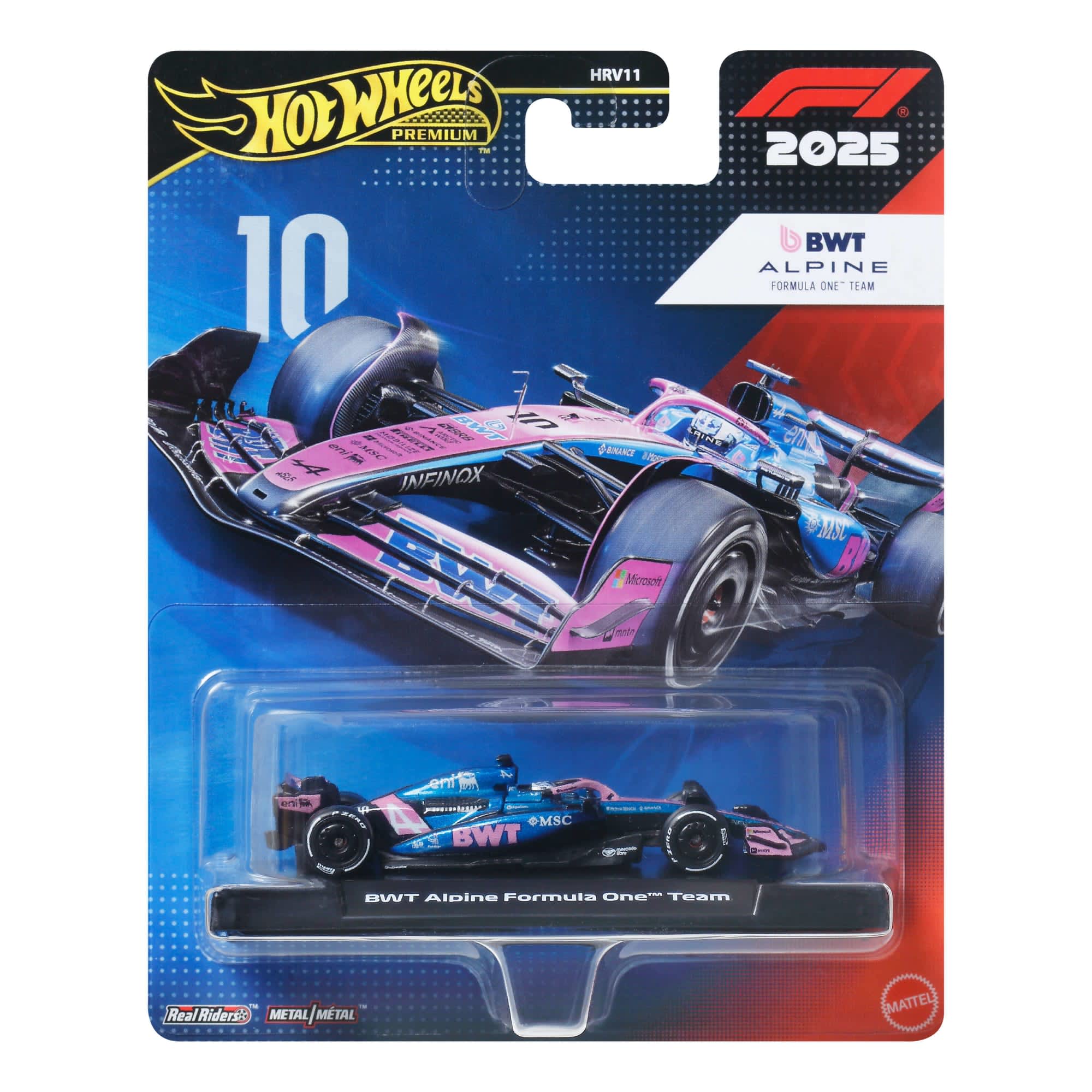 Hot Wheels Scale 1:64 Premium Formula F1  2025 Diecast Model Cars - BWT Alpine Formula 1 Team (#10)