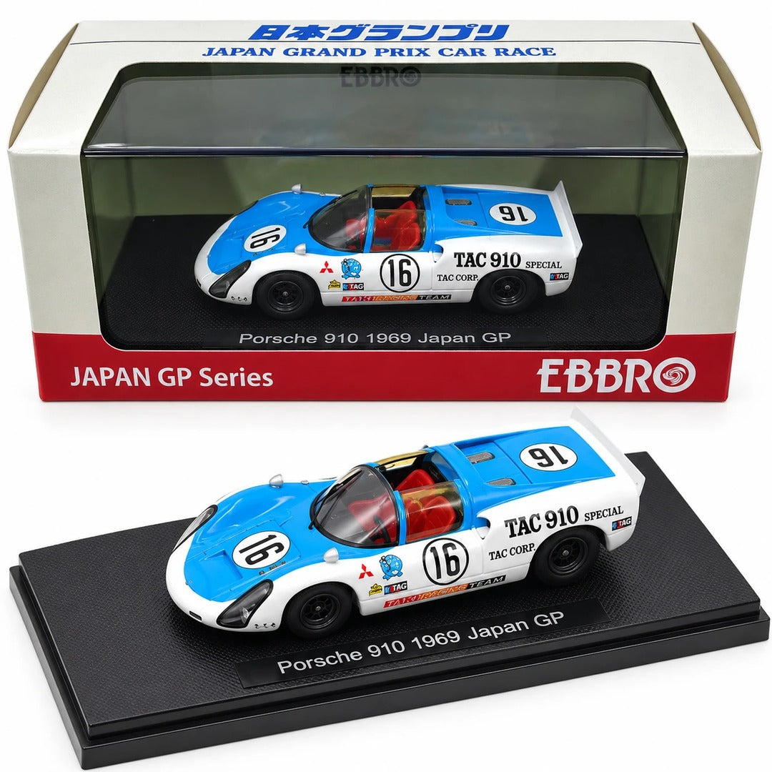 EBBRO Porsche 910 #16 TAC 910 Special 1969 Japan GP 1:43 Diecast Model Car with box