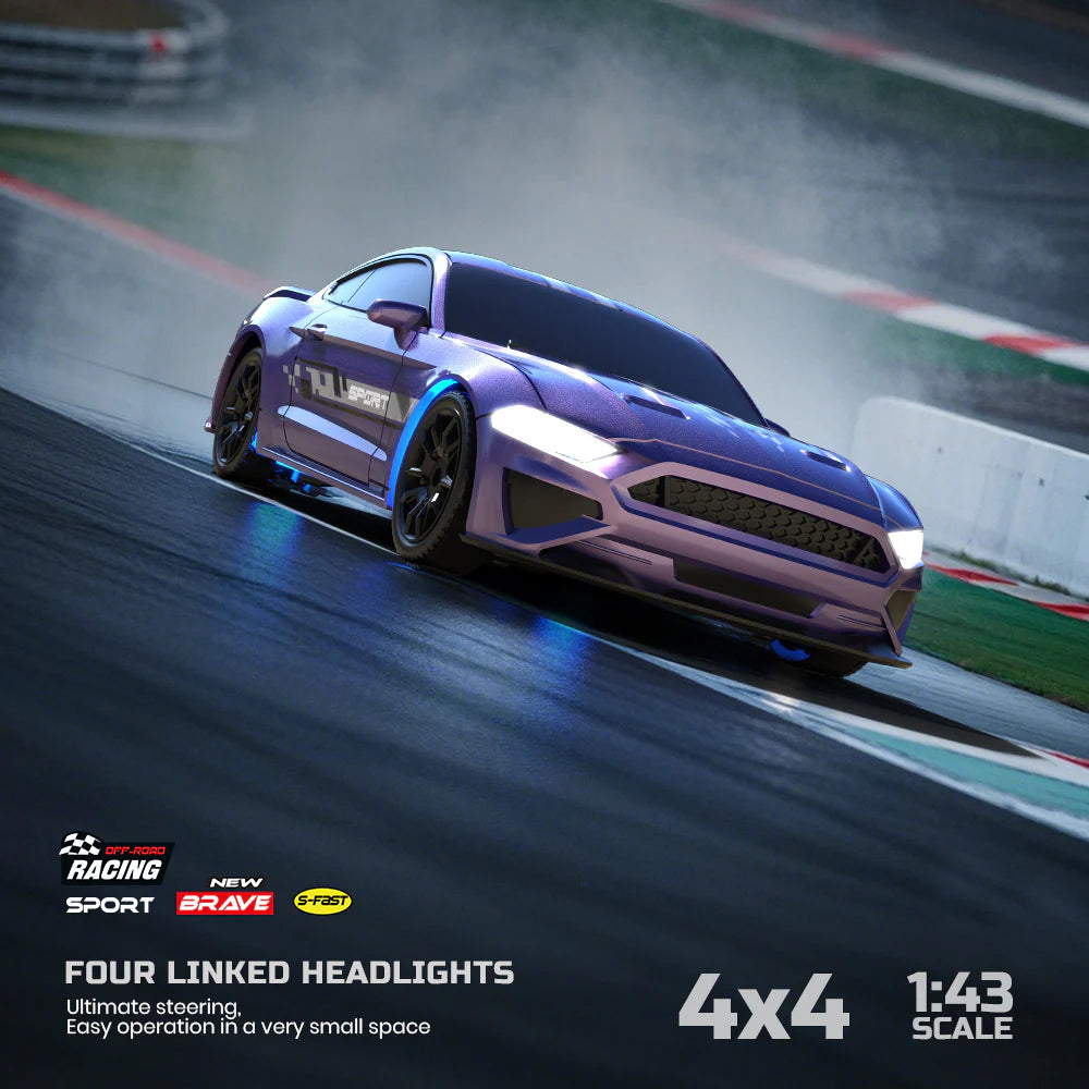 ENOZE 8500 Purple Remote Control Drift Super 1:43 Scale 4WD Fully Proportional Control, LED Lights, USB Rechargeable
