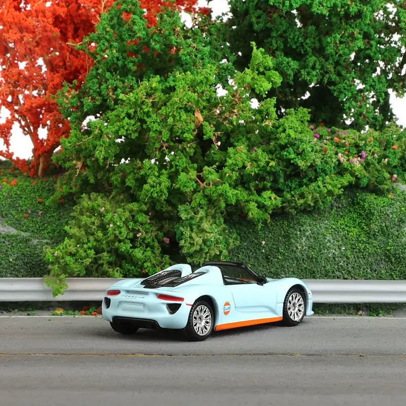 CCA 1:64 Scale Zinc Alloy for PORSCHE 918 Spyder Model Car - Blue & Orange Accents