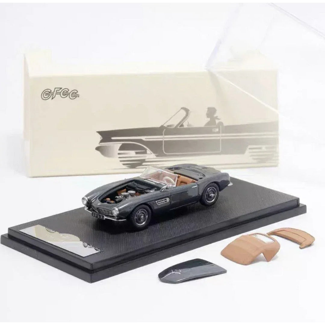 GFCC BMW 507 1957 Convertible Grey 1:64 Diecast Model Car with box and interchangeable parts