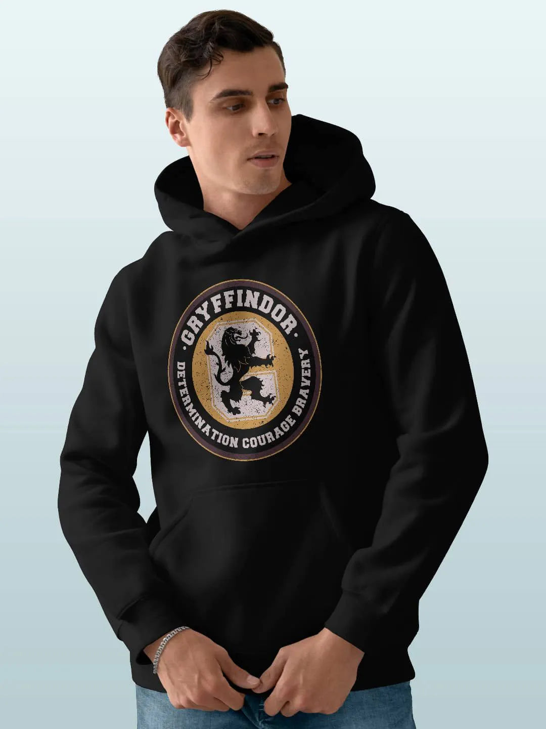 Harry Potter Crest Gryffindor Mens Black Hoodie (No Cod Allowed On This Product)- Prepaid Orders Only