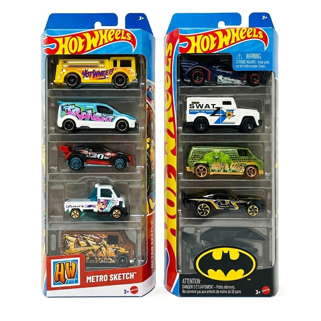 Hot Wheels Pack of 5 (Set of 2) – Metro Sketch & Batman Collection